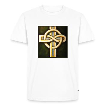 Celtic Cross - Men's Premium Organic T-Shirt - white - Front - Nico (187cm)