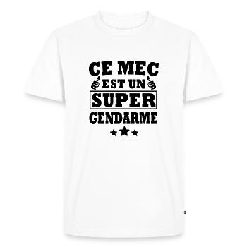 super gendarme / cadeau humour gendarme - T-shirt Premium bio Homme - blanc - Devant - Nico (187cm)