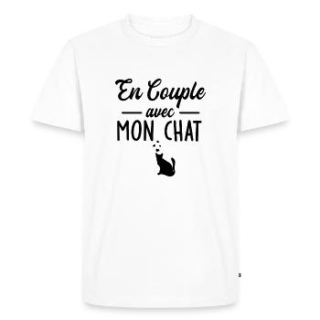 en couple avec mon chat / humour chat - T-shirt Premium bio Homme - blanc - Devant - Nico (187cm)