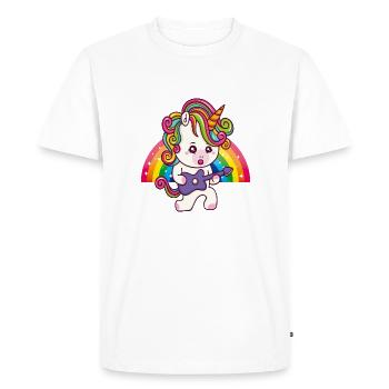 Baby Unicorn Rainbow Cute Cute Rock n Roll - Men's Premium Organic T-Shirt - white - Front - Nico (187cm)