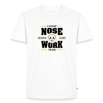 TRAVAIL DU NEZ Recherche d’équipe Nez de chien Chiens de travail Chien - T-shirt Premium bio Homme - blanc - Devant - Nico (187cm)