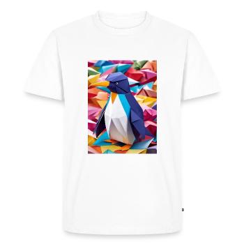 Rainbow Waddle - Origami Penguin - Men's Premium Organic T-Shirt - white - Front - Nico (187cm)