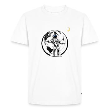 NOTRE ESPACE, LE MONDE - T-shirt Premium bio Homme - blanc - Devant - Nico (187cm)