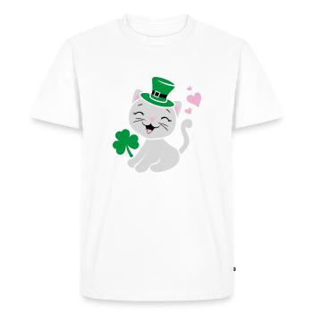 Festive design with cute kitten - Men's Premium Organic T-Shirt - white - Front - Nico (187cm)