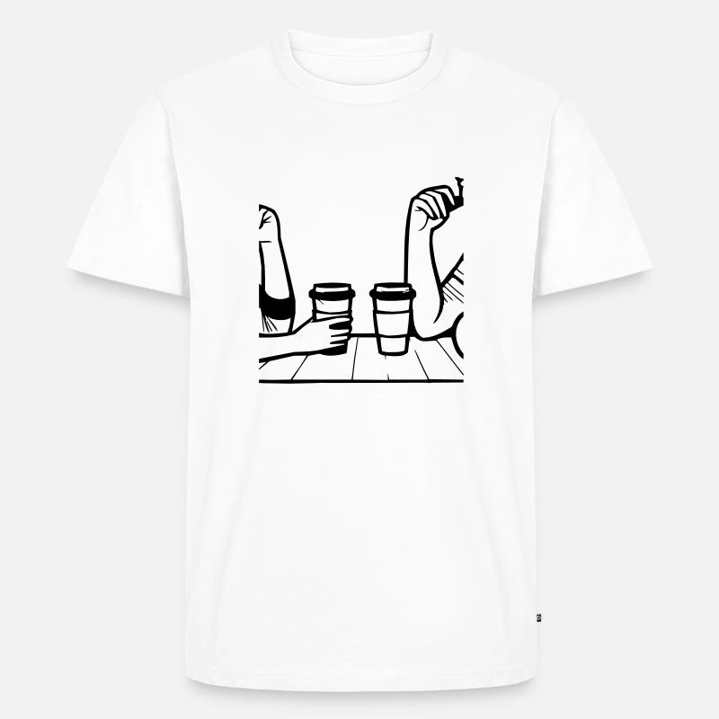Kaffee - Männer Premium Bio T-Shirt - Weiß