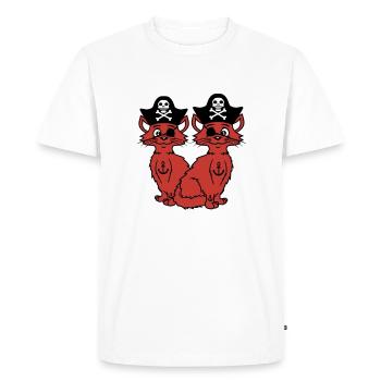 2 Pirate Cats Sabre Buccaneer Eye Patch Team - Men's Premium Organic T-Shirt - white - Front - Nico (187cm)