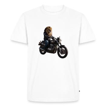Lion motard - T-shirt Premium bio Homme - blanc - Devant - Nico (187cm)