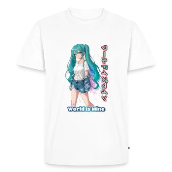 World Is Mine: Otaku Clothes, Mugs & Pillows - Men's Premium Organic T-Shirt - white - Front - Nico (187cm)