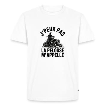 J’Peux Pas, La Pelouse M’Appelle - T-shirt Premium bio Homme - blanc - Devant - Nico (187cm)