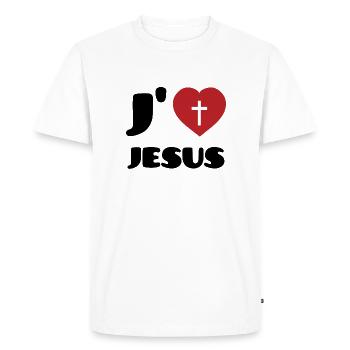 J'aime Jesus - T-shirt Premium bio Homme - blanc - Devant - Nico (187cm)