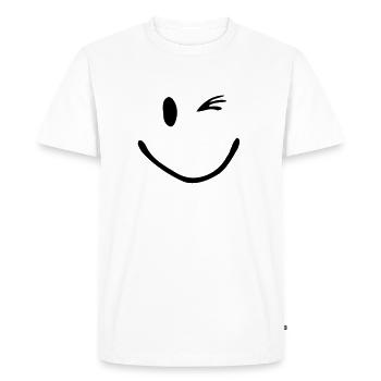 Clin d'oeil souriant - T-shirt Premium bio Homme - blanc - Devant - Nico (187cm)