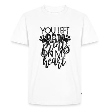 Tu as laissé des empreintes de patte sur mon cœur - Dog Saying - T-shirt Premium bio Homme - blanc - Devant - Nico (187cm)