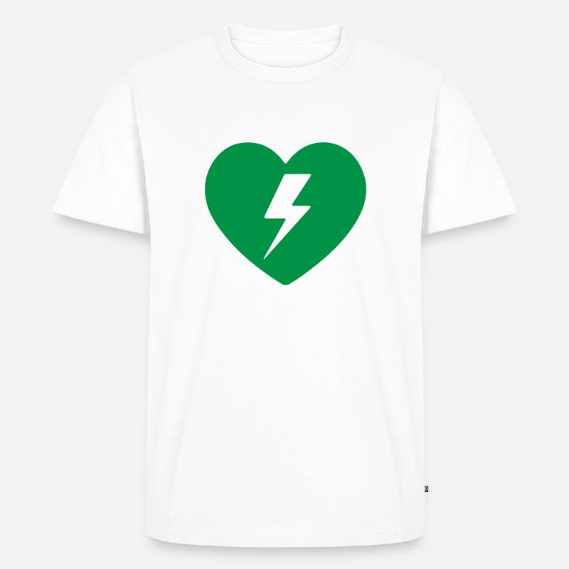 AED Notfall-Defibrillator Erste Hilfe - Männer Premium Bio T-Shirt - Weiß