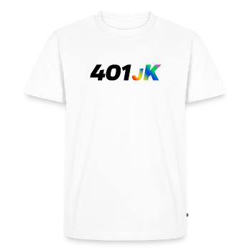 401JK Dégradé arc-en-ciel - T-shirt Premium bio Homme - blanc - Devant - Nico (187cm)