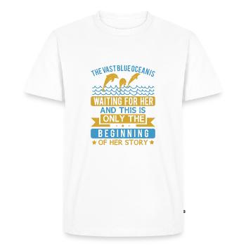 Le vaste océan bleu l'attend et ... - T-shirt Premium bio Homme - blanc - Devant - Nico (187cm)