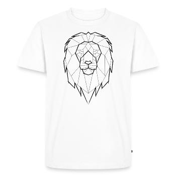 Lion Géométrie Géométrique - Noir - T-shirt Premium bio Homme - blanc - Devant - Nico (187cm)