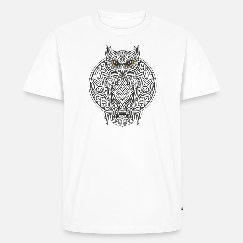 Keltische Eule - Männer Premium Bio T-Shirt - Weiß
