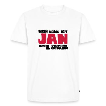 jan - Men's Premium Organic T-Shirt - white - Front - Nico (187cm)