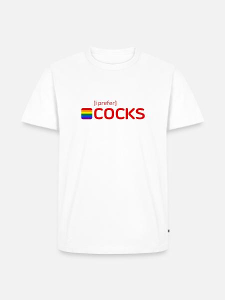 [i prefer] COCKS - Männer Premium Bio T-Shirt - Weiß
