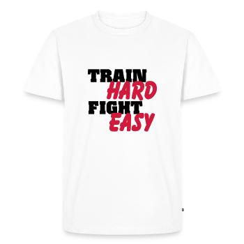 Train hard, fight easy - T-shirt Premium bio Homme - blanc - Devant - Nico (187cm)