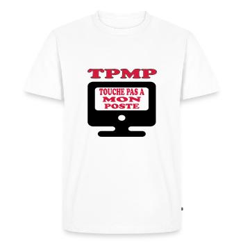 Touche pas à mon poste - T-shirt Premium bio Homme - blanc - Devant - Nico (187cm)
