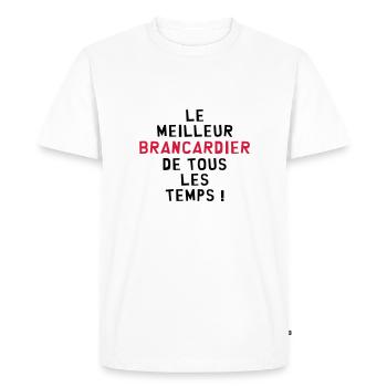 Brancardier / Ambulancier / Ambulance / Hôpital - T-shirt Premium bio Homme - blanc - Devant - Nico (187cm)