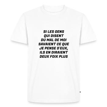 Humour - Drôle - Blague - Rire - Fun - Cool - T-shirt Premium bio Homme - blanc - Devant - Nico (187cm)