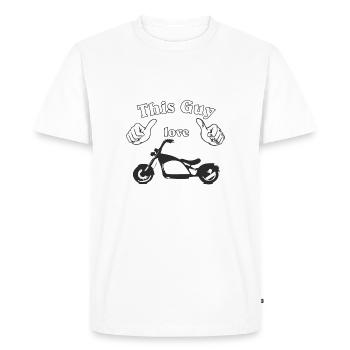 This guy love bikes - Men's Premium Organic T-Shirt - white - Front - Nico (187cm)