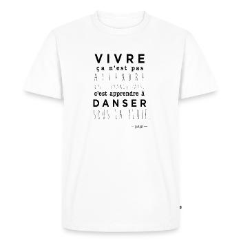 Vivre et ne pas attendre ! - T-shirt Premium bio Homme - blanc - Devant - Nico (187cm)