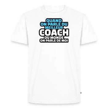 quand on parle du meilleur coach on parle de moi - T-shirt Premium bio Homme - blanc - Devant - Nico (187cm)