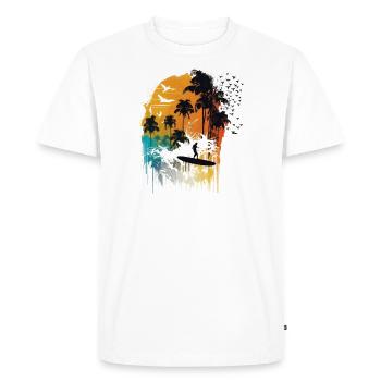 Aquarelle Surfeur - T-shirt Premium bio Homme - blanc - Devant - Nico (187cm)