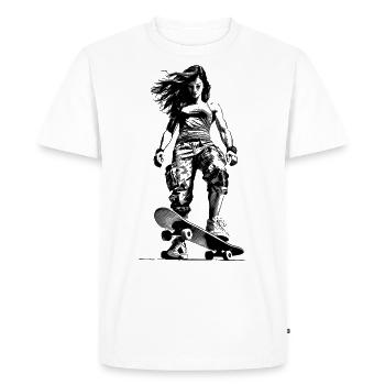 Skate Queen Shirt – The Road Is Calling! - Men's Premium Organic T-Shirt - white - Front - Nico (187cm)