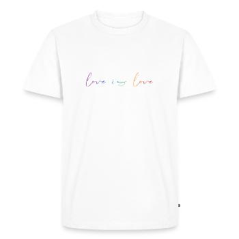 Love is love! Statement Gay Pride LGBTQI+ - Men's Premium Organic T-Shirt - white - Front - Nico (187cm)