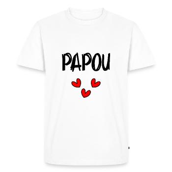 PAPOU. PAPA. FÊTE DES PÈRES. BONNE FÊTE PAPA - T-shirt Premium bio Homme - blanc - Devant - Nico (187cm)