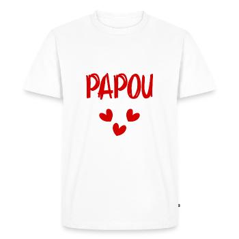 PAPOU. PAPA. FÊTE DES PÈRES. BONNE FÊTE PAPA - T-shirt Premium bio Homme - blanc - Devant - Nico (187cm)