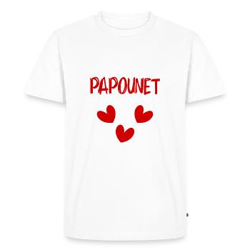 PAPOUNET. PAPA. FÊTE DES PÈRES. BONNE FÊTE PAPA - T-shirt Premium bio Homme - blanc - Devant - Nico (187cm)