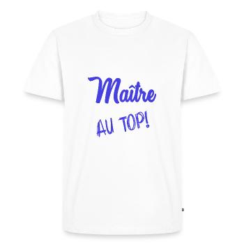 MASTER. MASTER. HUMOR - Men's Premium Organic T-Shirt - white - Front - Nico (187cm)