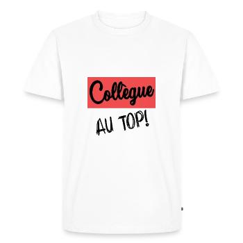 COLLEGUE. DEPART. RETRAITE - T-shirt Premium bio Homme - blanc - Devant - Nico (187cm)