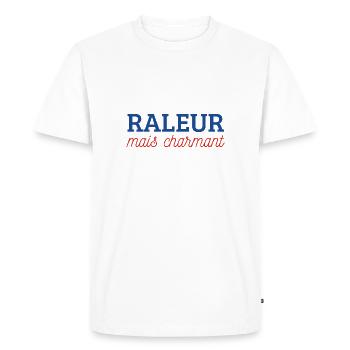 Râleur mais charmant - T-shirt Premium bio Homme - blanc - Devant - Nico (187cm)