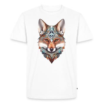 Renard Aquarelle Mandala Yoga Forêt Animal Spirituel - T-shirt Premium bio Homme - blanc - Devant - Nico (187cm)