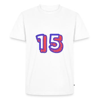 15. 15 YEARS. 15th ANNIVERSARY. 15 YEAR ANNIVERSARY. - Men's Premium Organic T-Shirt - white - Front - Nico (187cm)