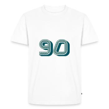 90. 90 ANS. 90e ANNIVERSAIRE. ANNIVERSAIRE 90 ANS. - T-shirt Premium bio Homme - blanc - Devant - Nico (187cm)