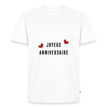 HAPPY BIRTHDAY. ANNIVERSARY. HAPPY BIRTHDAY - Men's Premium Organic T-Shirt - white - Front - Nico (187cm)