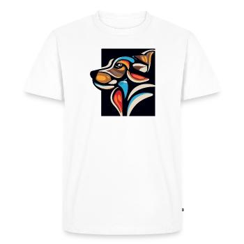 Canine Companion: Happy Dog Face Tee - Men's Premium Organic T-Shirt - white - Front - Nico (187cm)