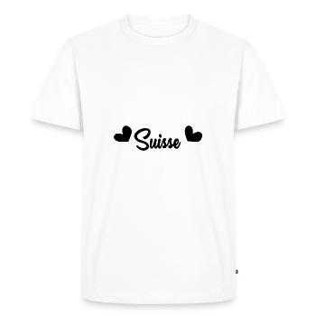 SUISSE. HUMOUR. PAYS. DRAPEAU. GENEVE. LAUSANNE - T-shirt Premium bio Homme - blanc - Devant - Nico (187cm)