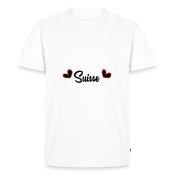 SUISSE. PAYS. GENEVE. SUISSE. HUMOUR. PAYS - T-shirt Premium bio Homme - blanc - Devant - Nico (187cm)
