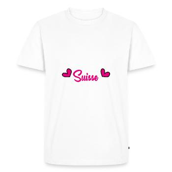 SUISSE. HUMOUR. PAYS. DRAPEAU. GENEVE. LAUSANNE - T-shirt Premium bio Homme - blanc - Devant - Nico (187cm)
