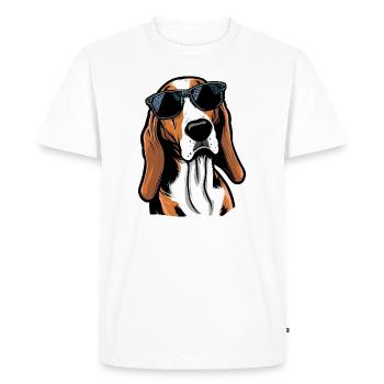 Foxhound australien portant des lunettes de soleil Animaux de compagnie canins - T-shirt Premium bio Homme - blanc - Devant - Nico (187cm)