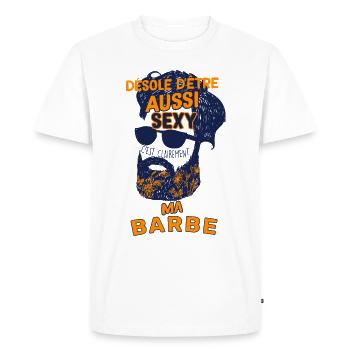 Barbu Et Sexy Humour Homme Papa - T-shirt Premium bio Homme - blanc - Devant - Nico (187cm)