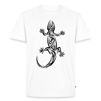 Gecko Tribal Tattoo - Men's Premium Organic T-Shirt - white - Front - Nico (187cm)